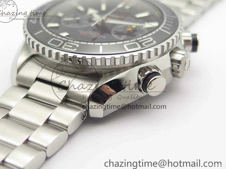 0103 Planet Ocean Master Chrono SS OM 1:1 Best Edition Black Dial On SS Bracelet A9900 V Fashionable 8113